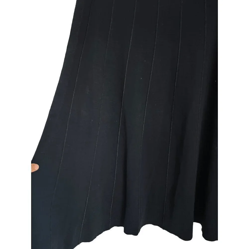 EILEEN FISHER A-Line Skirt Black Knitted Wool Viscose Blend Size Med